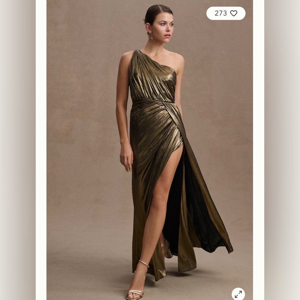 Leena for Mac Duggal One-Shoulder Grecian Gown